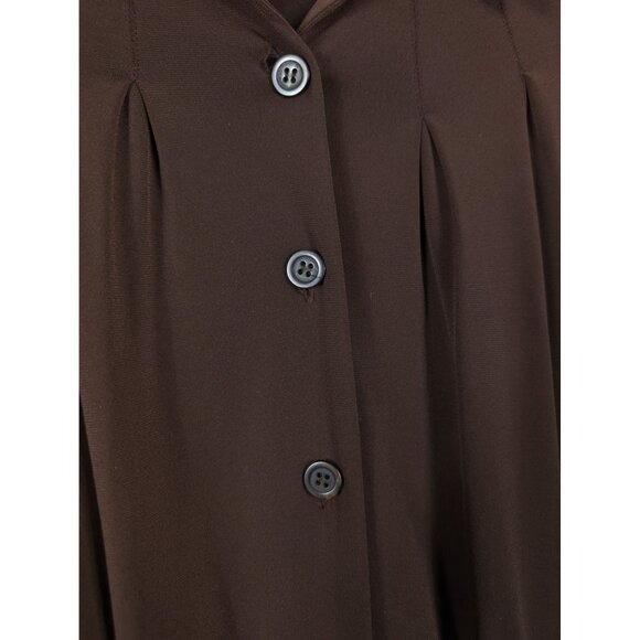 Maggy London Vintage Brown Button Down Midi Dress Collared, Short Sleeve 8 - Picture 6 of 11